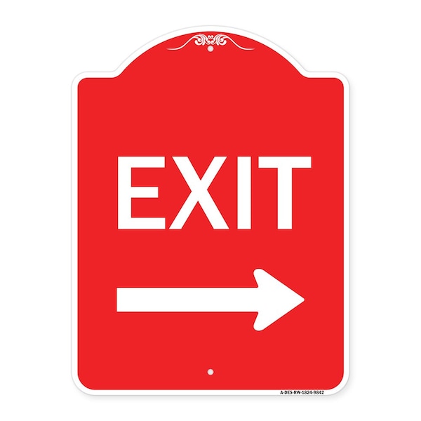 Exit With Right Arrow Heavy-Gauge Aluminum Architectural Sign, 24" H, 18" L, RW-1824-9842